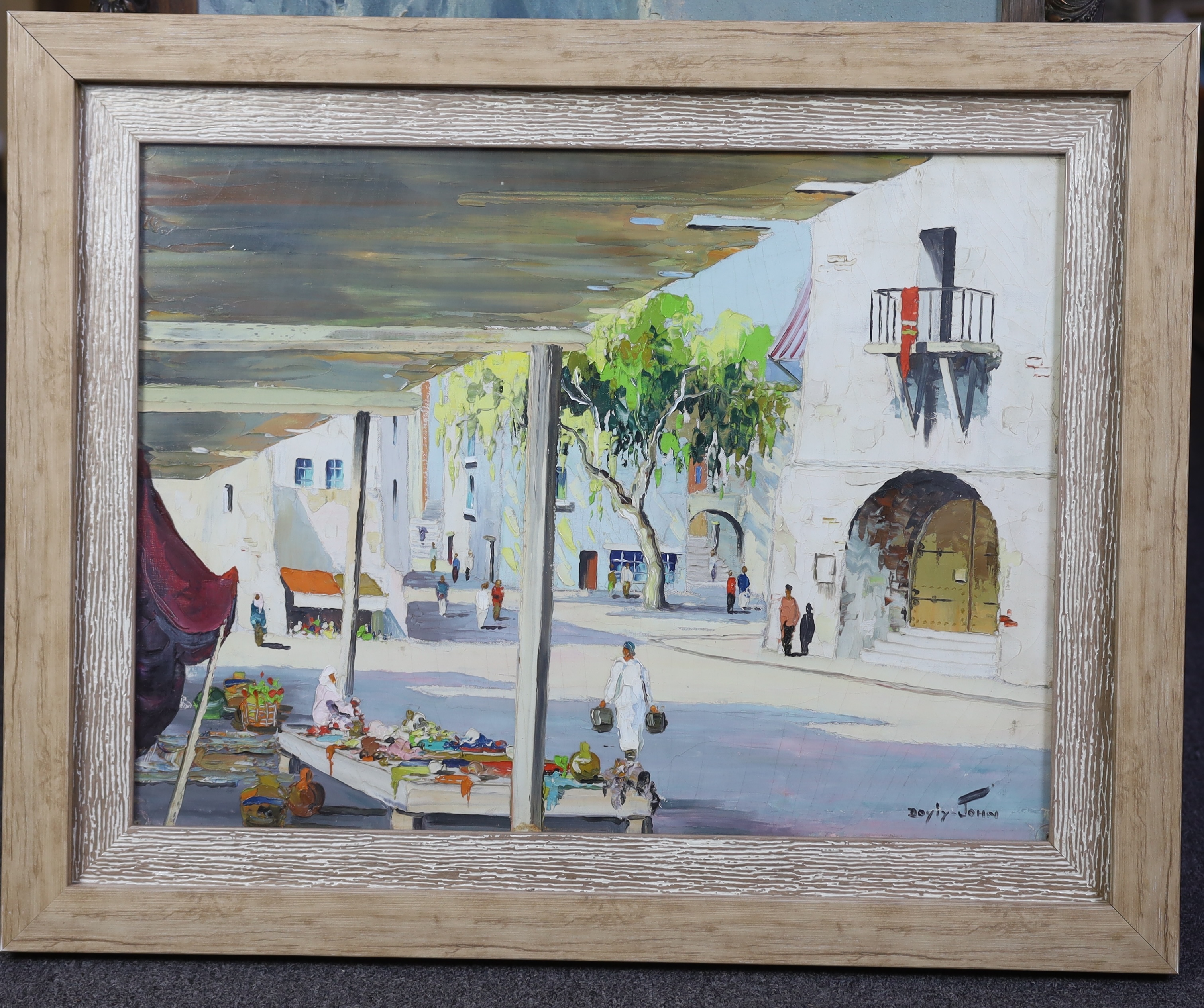 Cecil Rochfort D'Oyly John (English, 1906-1993), French Mediterranean market scene, oil on canvas, 45 x 60cm